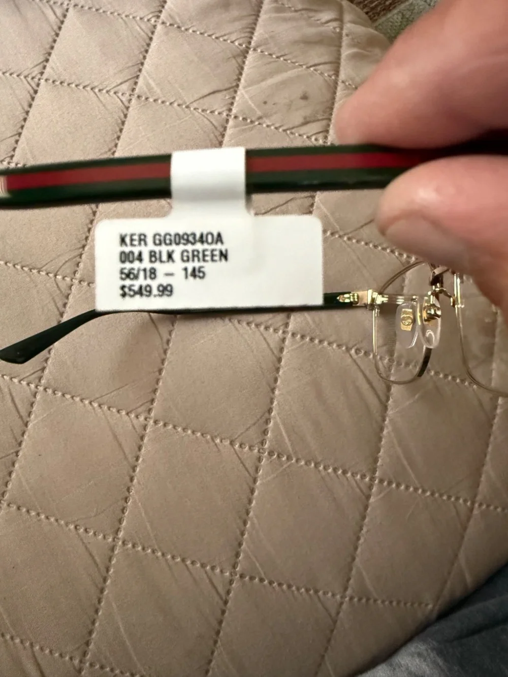 Gucci GG09340A 004BLKGREEN Unisex Browline Glasses - New w/ Tags 56□18-145
